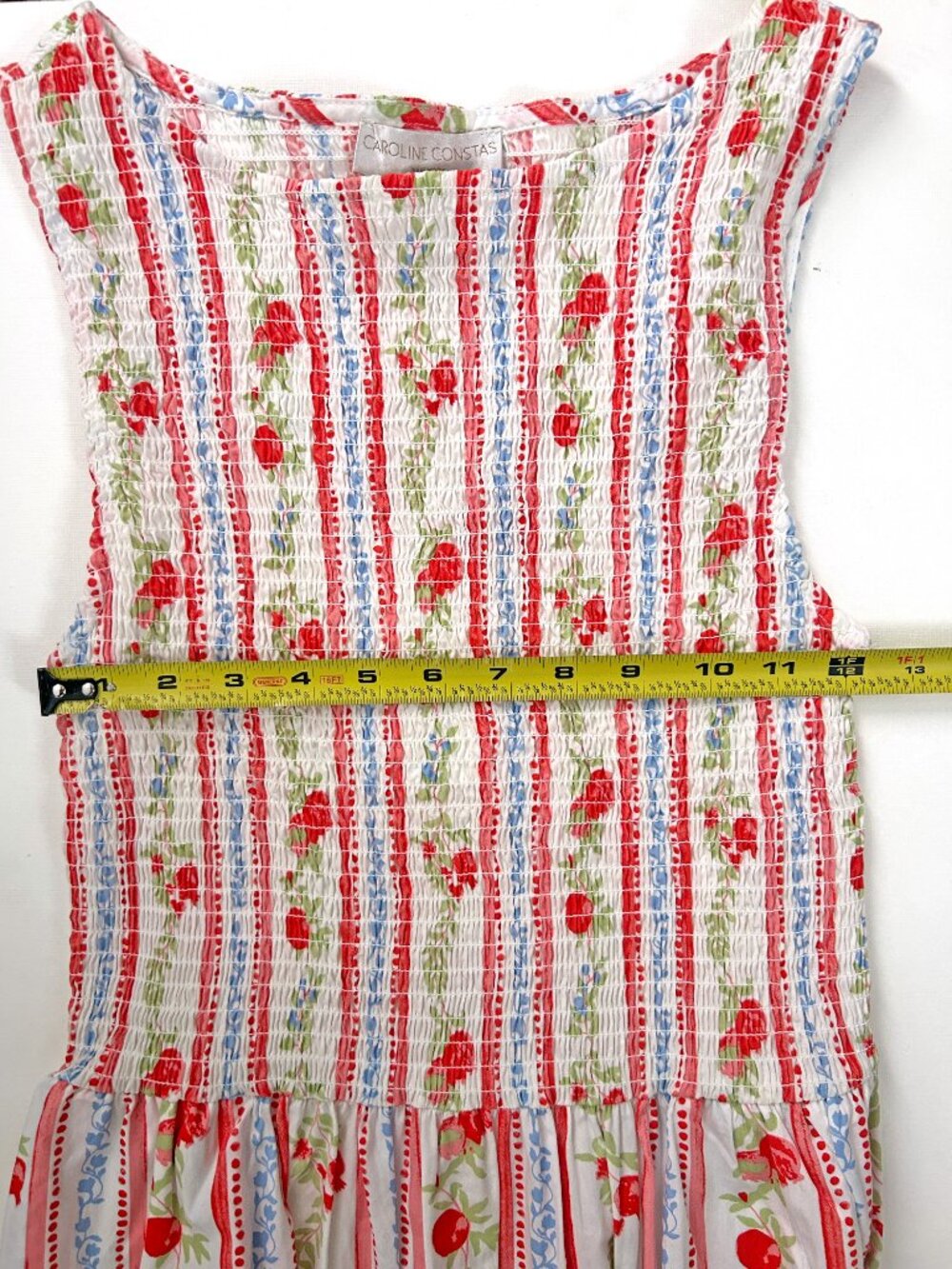 Caroline Constas Pomegranate Smocked Cotton Midi Dress Summer Cottagecore Size S - Picture 6 of 11